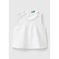 Kız Çocuk Beyaz Yakası Fırfırlı Kolsuz Bluz Kız Çocuk Beyaz Yakası Fırfırlı Kolsuz Bluz