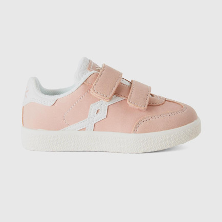 Erkek Çocuk Bej Önü ve Arkası Logo Detaylı Cırtcırtlı Sneaker