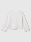 Kız Çocuk Beyaz Viskoz Karışımlı Nervür Motifli V Yaka Hırka Kız Çocuk Beyaz Viskoz Karışımlı Nervür Motifli V Yaka Hırka