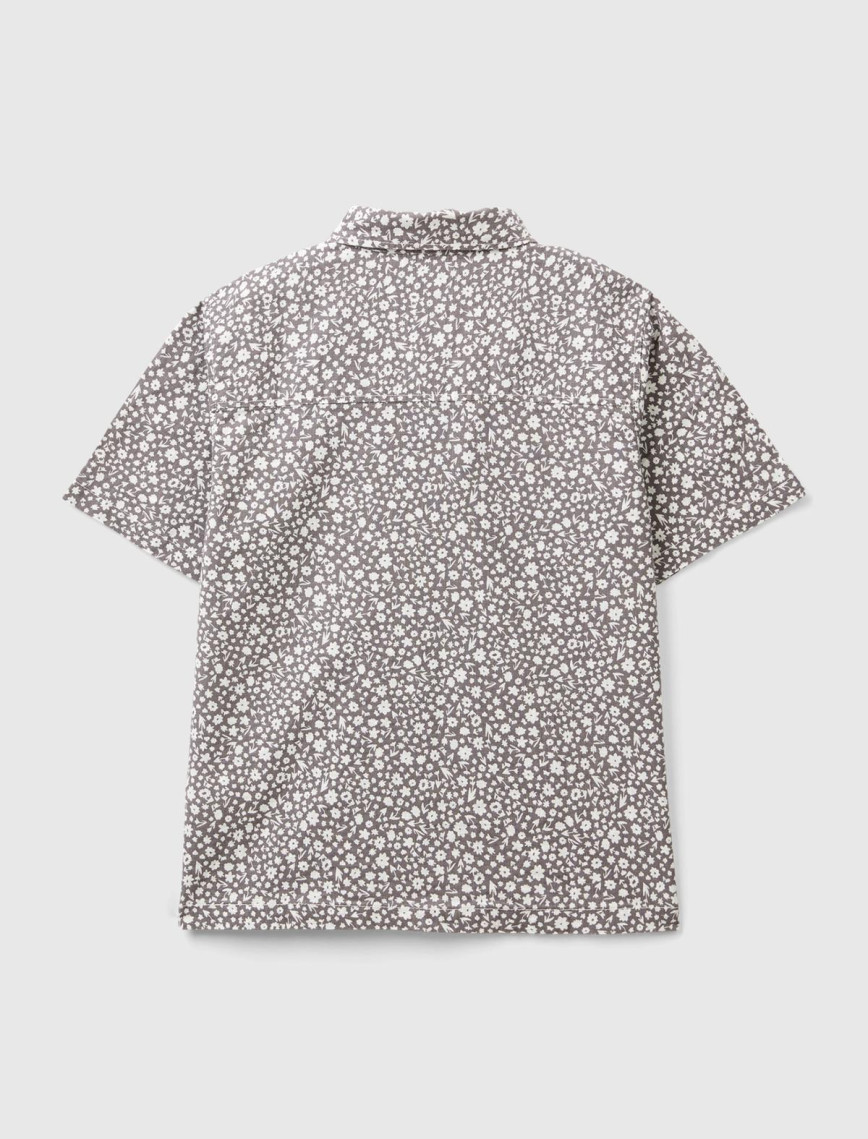 Erkek Çocuk Gri Tamamı Desenli Kısa Kollu Gömlek Erkek Çocuk Gri Tamamı Desenli Kısa Kollu Gömlek