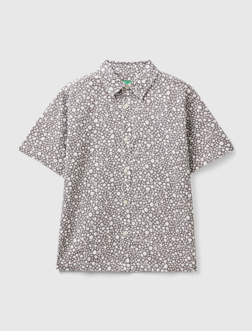 Erkek Çocuk Gri Tamamı Desenli Kısa Kollu Gömlek Erkek Çocuk Gri Tamamı Desenli Kısa Kollu Gömlek