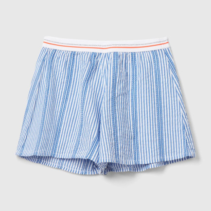 Kız Çocuk Açık Mavi Elastik Bel Bantlı Çizgili Şort Kız Çocuk Açık Mavi Elastik Bel Bantlı Çizgili Şort