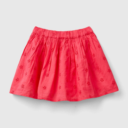Kız Çocuk Fuşya Beli Elastik İşlemeli Müslin Etek Kız Çocuk Fuşya Beli Elastik İşlemeli Müslin Etek