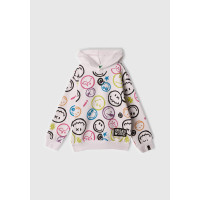 Erkek Çocuk Beyaz Tamamı Baskılı Kapüşonlu  Sweatshirt