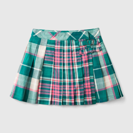 Kız Çocuk Yeşil Mix Tamamı Desenli Toka Detaylı Pileli Anvelop Etek Kız Çocuk Yeşil Mix Tamamı Desenli Toka Detaylı Pileli Anvelop Etek