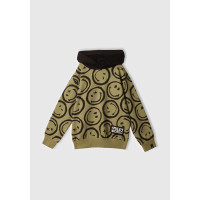 Erkek Çocuk Haki Tamamı Baskılı Kapüşonlu  Sweatshirt