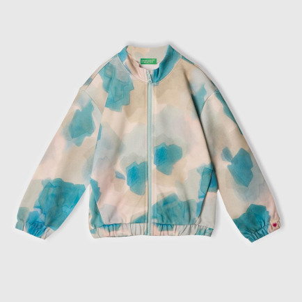 Kız Çocuk Mavi Mix Tamamı Desenli Logo Etiketli Hafif Oversize Sweatshirt Kız Çocuk Mavi Mix Tamamı Desenli Logo Etiketli Hafif Oversize Sweatshirt