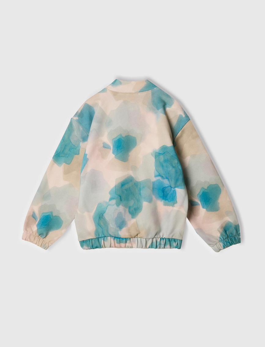 Kız Çocuk Mavi Mix Tamamı Desenli Logo Etiketli Hafif Oversize Sweatshirt Kız Çocuk Mavi Mix Tamamı Desenli Logo Etiketli Hafif Oversize Sweatshirt