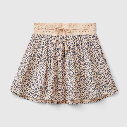 Kız Çocuk Kahverengi Mix Esnek Belli Büzgü İpli Desenli Etek Kız Çocuk Kahverengi Mix Esnek Belli Büzgü İpli Desenli Etek