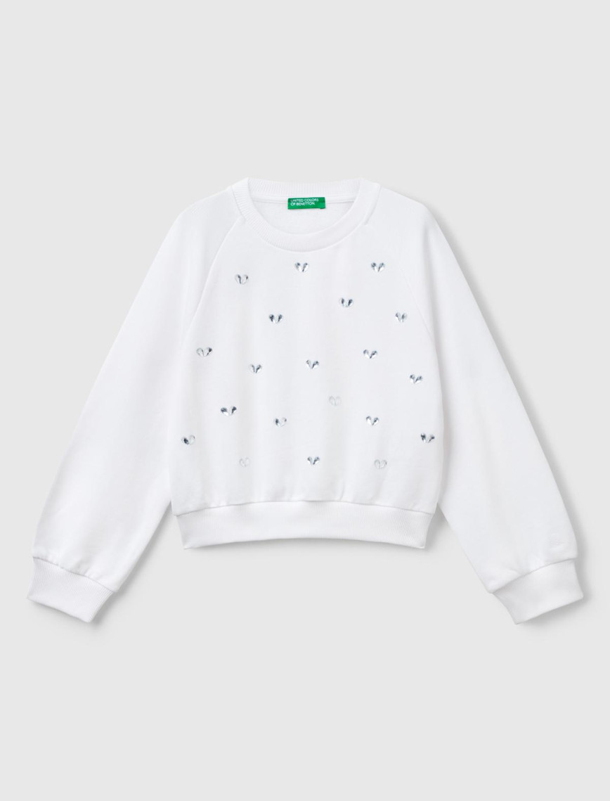 Kız Çocuk Antrasit Önü Taş Detaylı Ribanalı Bisiklet Yaka Sweatshirt Kız Çocuk Antrasit Önü Taş Detaylı Ribanalı Bisiklet Yaka Sweatshirt