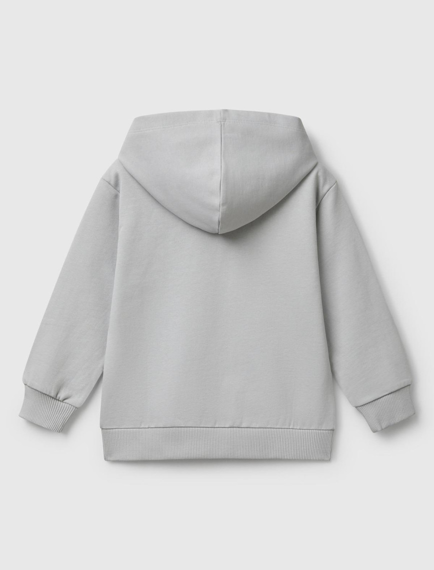 Erkek Çocuk Gri Melanj Marvel Kahraman Baskılı Etiket Logolu Kapüşonlu Sweatshirt