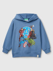 Erkek Çocuk Havacı Mavi Marvel Kahraman Baskılı Etiket Logolu Kapüşonlu Sweatshirt Erkek Çocuk Havacı Mavi Marvel Kahraman Baskılı Etiket Logolu Kapüşonlu Sweatshirt
