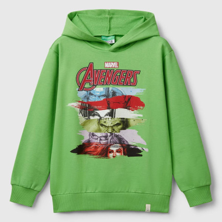 Erkek Çocuk Fıstık Yeşili Marvel Kahraman Baskılı Etiket Logolu Kapüşonlu Sweatshirt Erkek Çocuk Fıstık Yeşili Marvel Kahraman Baskılı Etiket Logolu Kapüşonlu Sweatshirt