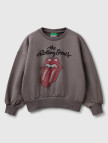 Kız Çocuk Beyaz Rolling Stones Baskılı Logo Etiketli Sweatshirt Kız Çocuk Beyaz Rolling Stones Baskılı Logo Etiketli Sweatshirt
