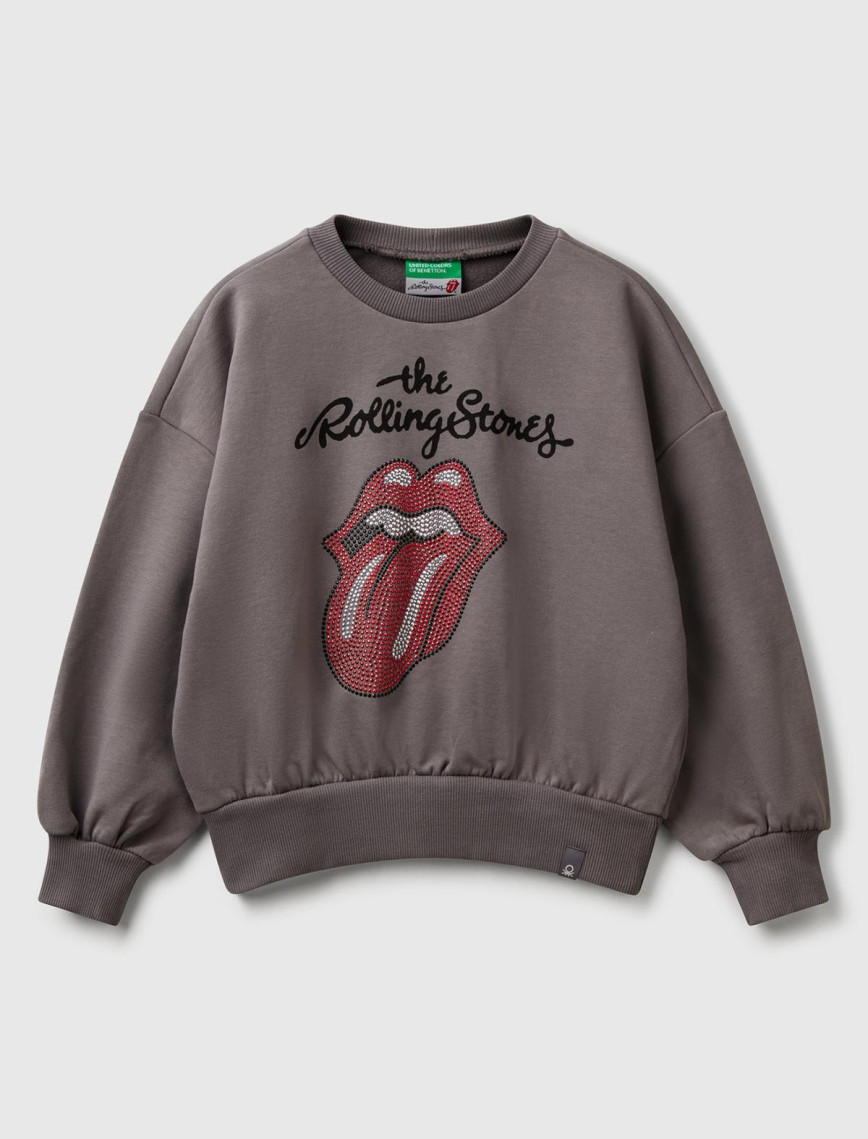 Kız Çocuk Beyaz Rolling Stones Baskılı Logo Etiketli Sweatshirt Kız Çocuk Beyaz Rolling Stones Baskılı Logo Etiketli Sweatshirt