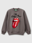 Erkek Çocuk Beyaz Rolling Stones Baskılı Etiket Logolu Bisiklet Yaka Sweatshirt Erkek Çocuk Beyaz Rolling Stones Baskılı Etiket Logolu Bisiklet Yaka Sweatshirt