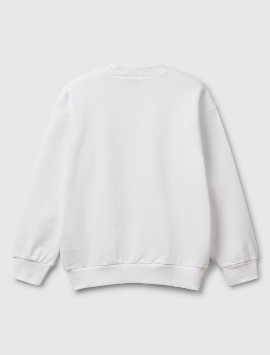 Erkek Çocuk Beyaz Rolling Stones Baskılı Etiket Logolu Bisiklet Yaka Sweatshirt Erkek Çocuk Beyaz Rolling Stones Baskılı Etiket Logolu Bisiklet Yaka Sweatshirt