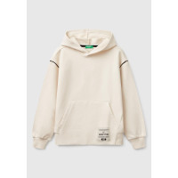 Erkek Çocuk Krem Sırtı Şerit Detaylı Logolu Kese Cepli Kapüşonlu Sweatshirt Erkek Çocuk Krem Sırtı Şerit Detaylı Logolu Kese Cepli Kapüşonlu Sweatshirt