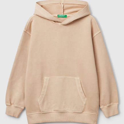 Erkek Çocuk Bej Baskılı Soluk Efektli Kese Cepli Kapüşonlu Sweatshirt Erkek Çocuk Bej Baskılı Soluk Efektli Kese Cepli Kapüşonlu Sweatshirt