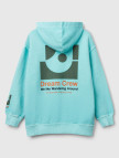 Erkek Çocuk Turkuaz Baskılı Soluk Efektli Kese Cepli Kapüşonlu Sweatshirt Erkek Çocuk Turkuaz Baskılı Soluk Efektli Kese Cepli Kapüşonlu Sweatshirt