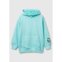 Erkek Çocuk Turkuaz Baskılı Soluk Efektli Kese Cepli Kapüşonlu Sweatshirt Erkek Çocuk Turkuaz Baskılı Soluk Efektli Kese Cepli Kapüşonlu Sweatshirt