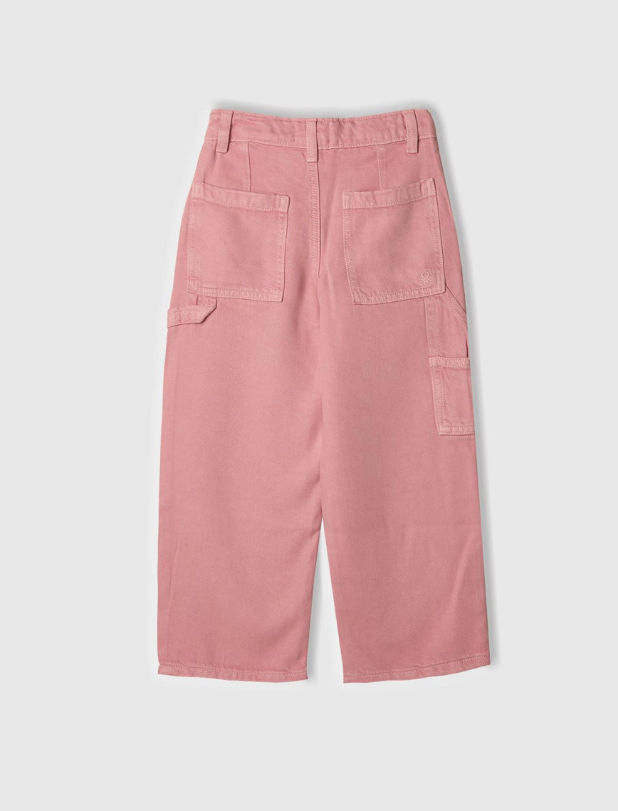 Kız Çocuk Pembe %100 Liyosel Logo İşlemeli Yanı Halka Detaylı Pantolon Kız Çocuk Pembe %100 Liyosel Logo İşlemeli Yanı Halka Detaylı Pantolon