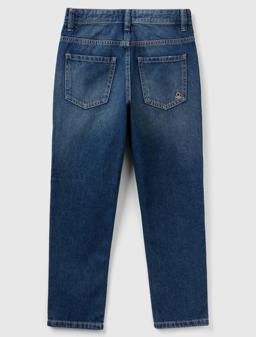 Erkek Çocuk Koyu Denim Arkası Logo İşlemeli 5 Cepli Düz Kesim Denim Pantolon Erkek Çocuk Koyu Denim Arkası Logo İşlemeli 5 Cepli Düz Kesim Denim Pantolon