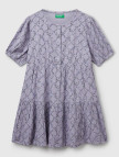 Kız Çocuk Mor Viskozlu Desenli Önü Düğmeli Pileli Katlı Kısa Kollu Elbise Kız Çocuk Mor Viskozlu Desenli Önü Düğmeli Pileli Katlı Kısa Kollu Elbise