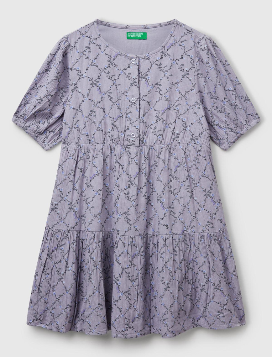 Kız Çocuk Mor Viskozlu Desenli Önü Düğmeli Pileli Katlı Kısa Kollu Elbise Kız Çocuk Mor Viskozlu Desenli Önü Düğmeli Pileli Katlı Kısa Kollu Elbise
