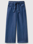 Kız Çocuk Açık Denim %100 Liyosel Beli Kuşaklı Wide Fit Denim Pantolon Kız Çocuk Açık Denim %100 Liyosel Beli Kuşaklı Wide Fit Denim Pantolon
