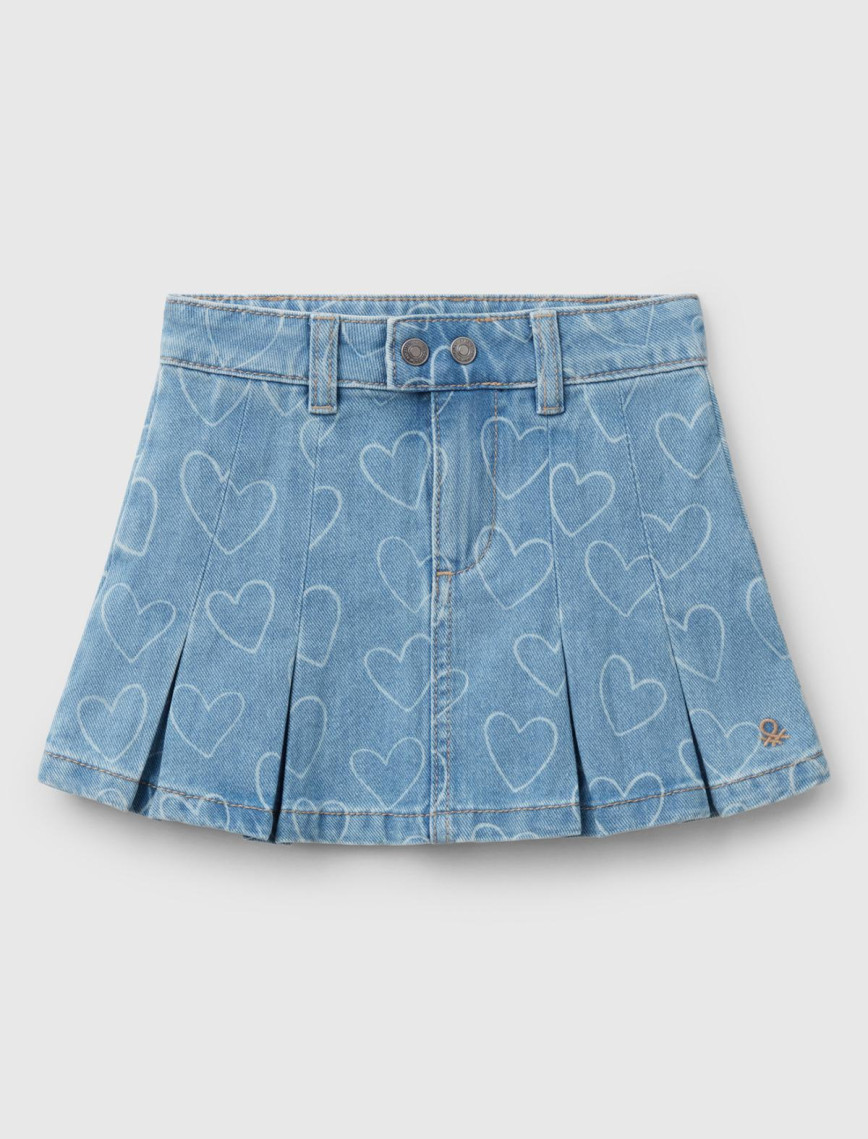 Kız Çocuk Denim Taş Yıkama Pileli Denim Etek Kız Çocuk Denim Taş Yıkama Pileli Denim Etek