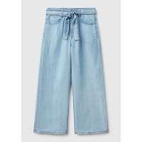 Kız Çocuk Açık Denim %100 Liyosel Beli Kuşaklı Wide Fit Denim Pantolon Kız Çocuk Açık Denim %100 Liyosel Beli Kuşaklı Wide Fit Denim Pantolon