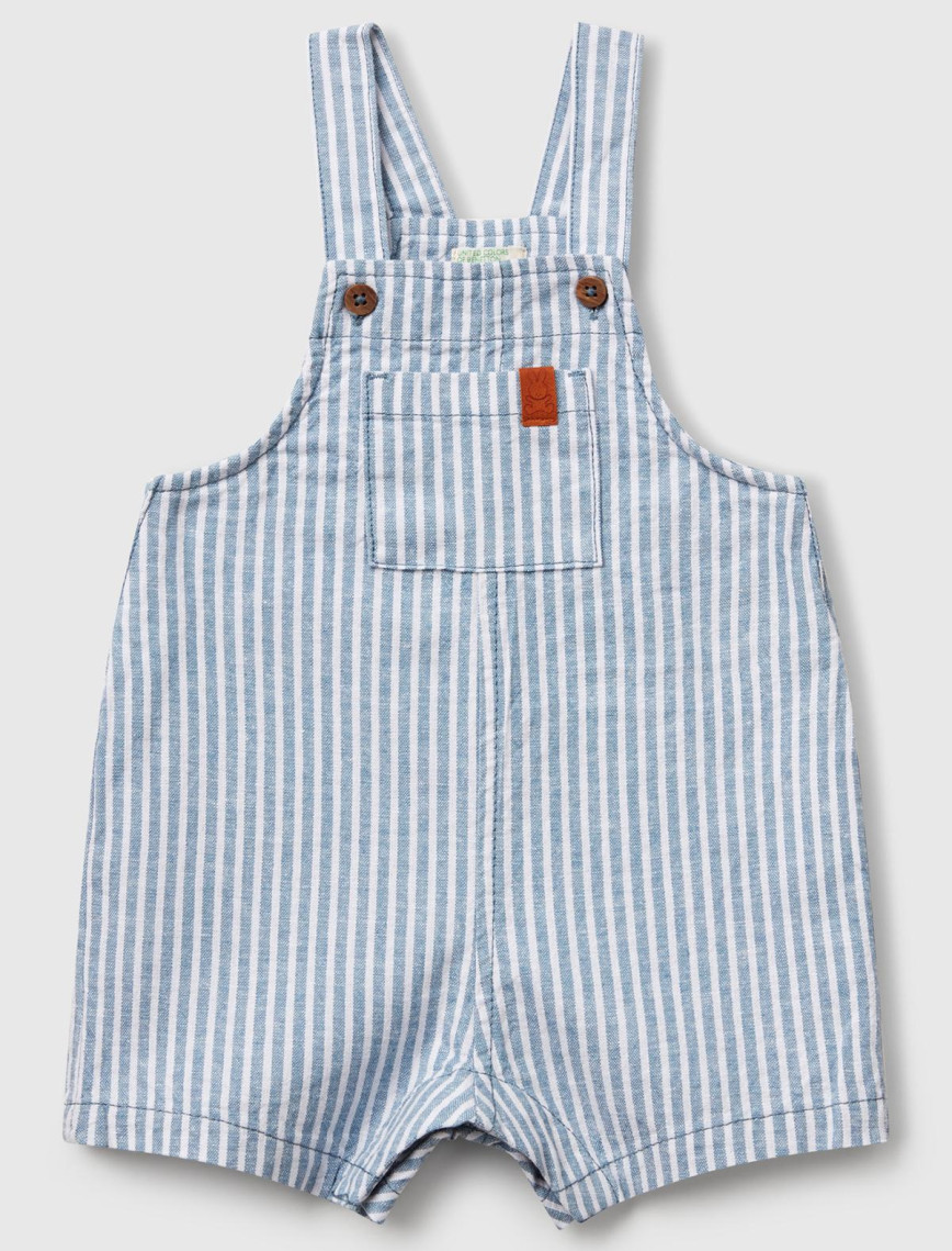 Bebek Bej Çizgili Logo Detaylı Cepli Yanları Gizli Çıtçıtlı Kısa Tulum Bebek Bej Çizgili Logo Detaylı Cepli Yanları Gizli Çıtçıtlı Kısa Tulum