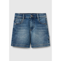 Erkek Çocuk Koyu Denim Yanı Detaylı Cepli Denim Streç Bermuda Şort