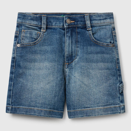 Erkek Çocuk Koyu Denim Yanı Detaylı Cepli Denim Streç Bermuda Şort Erkek Çocuk Koyu Denim Yanı Detaylı Cepli Denim Streç Bermuda Şort