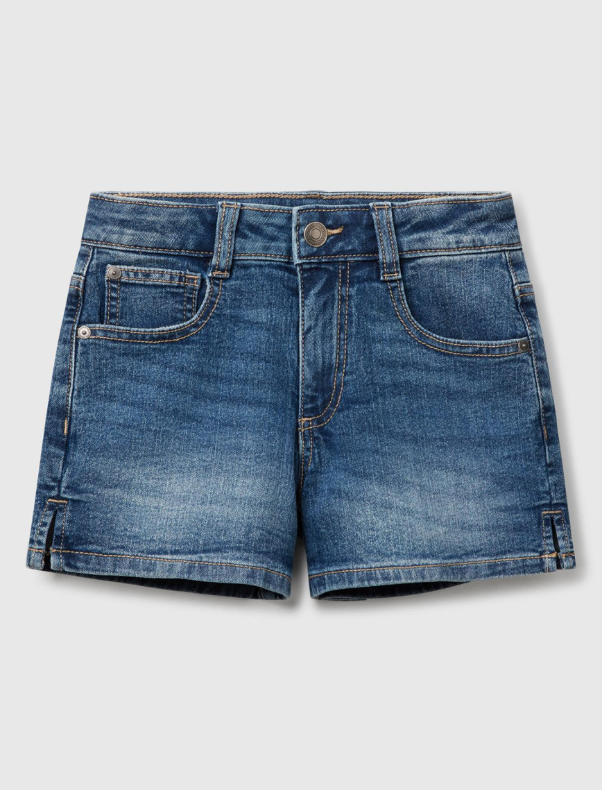 Kız Çocuk Koyu Denim Taş Yıkama Logo İşlemeli Streç Denim Şort Kız Çocuk Koyu Denim Taş Yıkama Logo İşlemeli Streç Denim Şort