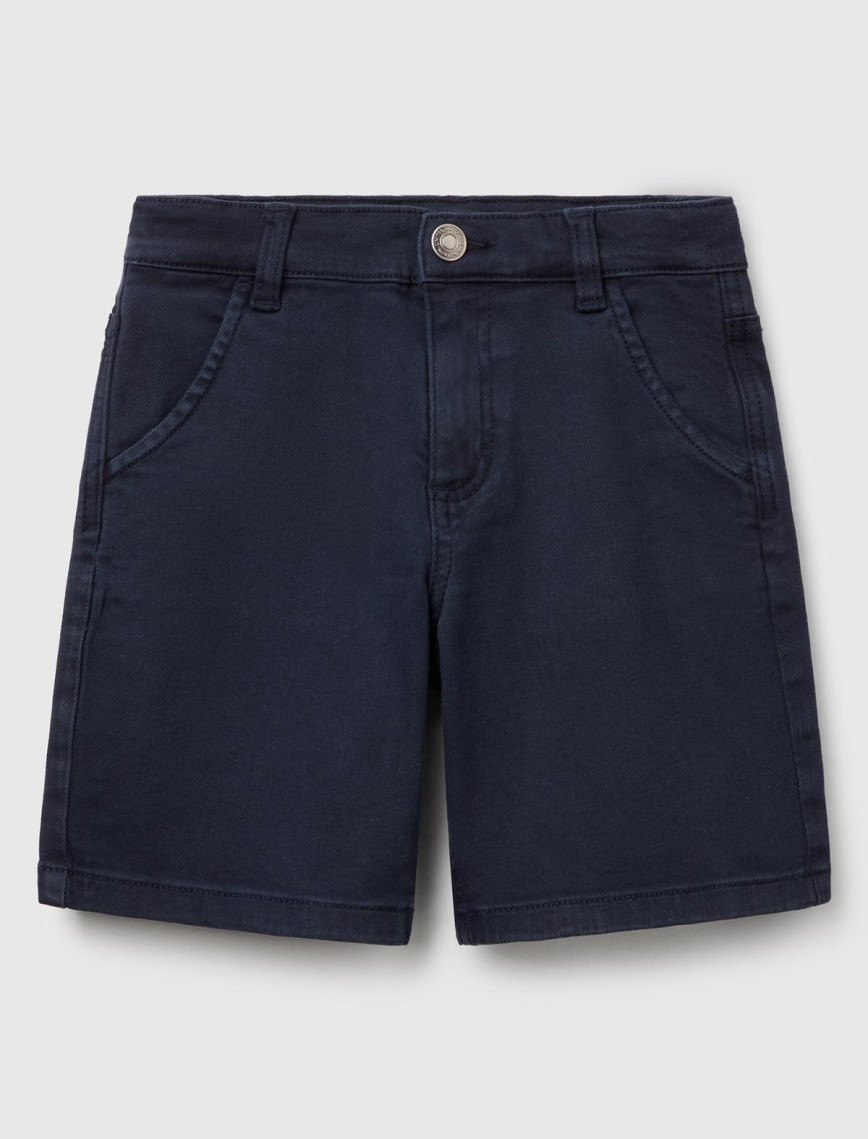 Erkek Çocuk Turkuaz Eskitilmiş Efektli Normal Bel Straight Bermuda Şort