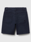 Erkek Çocuk Lacivert Eskitilmiş Efektli Normal Bel Straight Bermuda Şort
