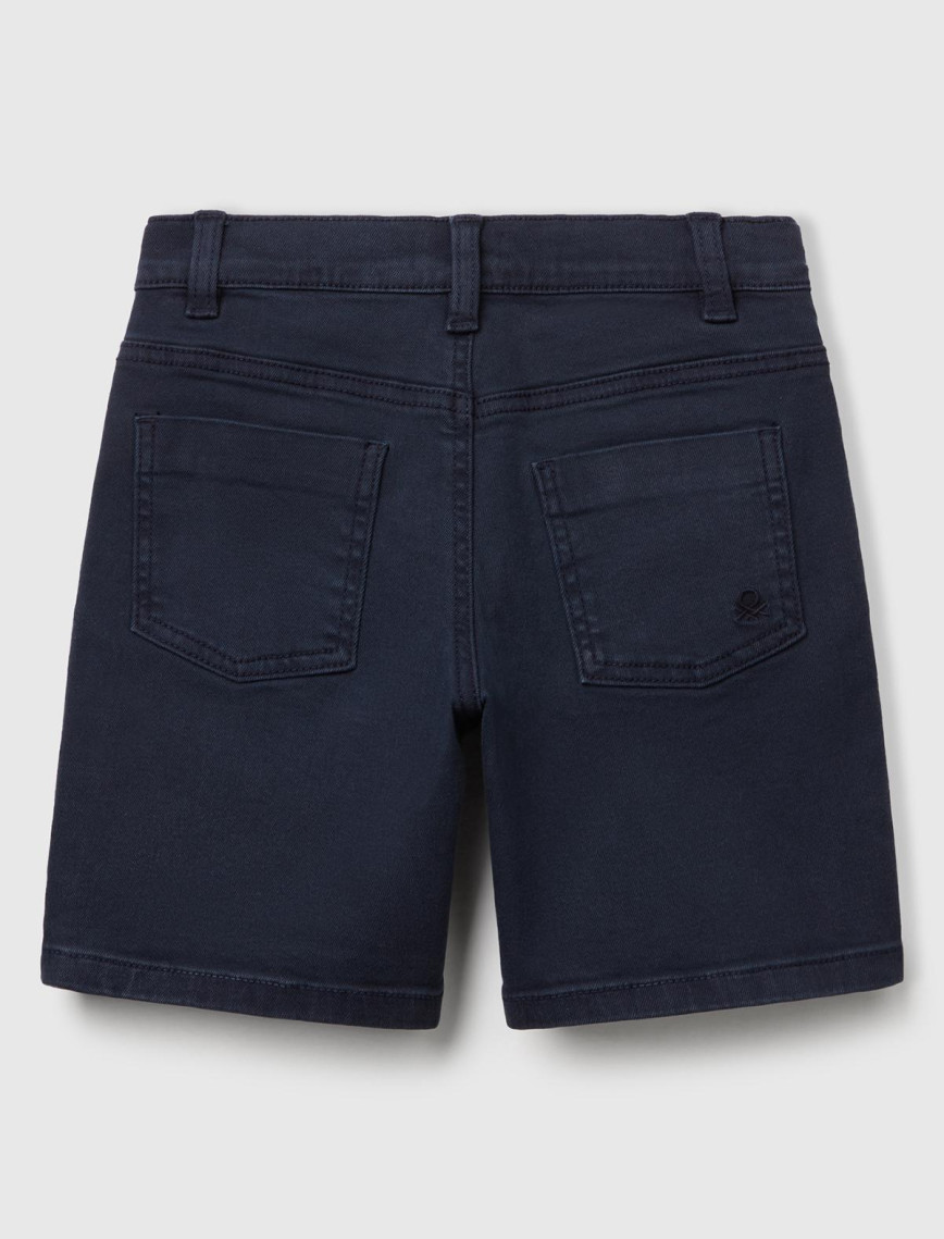 Erkek Çocuk Lacivert Eskitilmiş Efektli Normal Bel Straight Bermuda Şort