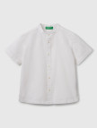 Erkek Çocuk Ekru Keten Karışımlı Hakim Yaka Kısa Kollu Gömlek Erkek Çocuk Ekru Keten Karışımlı Hakim Yaka Kısa Kollu Gömlek