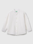 Erkek Çocuk Beyaz Keten Karışımlı Kolu Kıvırmalı Hakim Yaka Gömlek Erkek Çocuk Beyaz Keten Karışımlı Kolu Kıvırmalı Hakim Yaka Gömlek