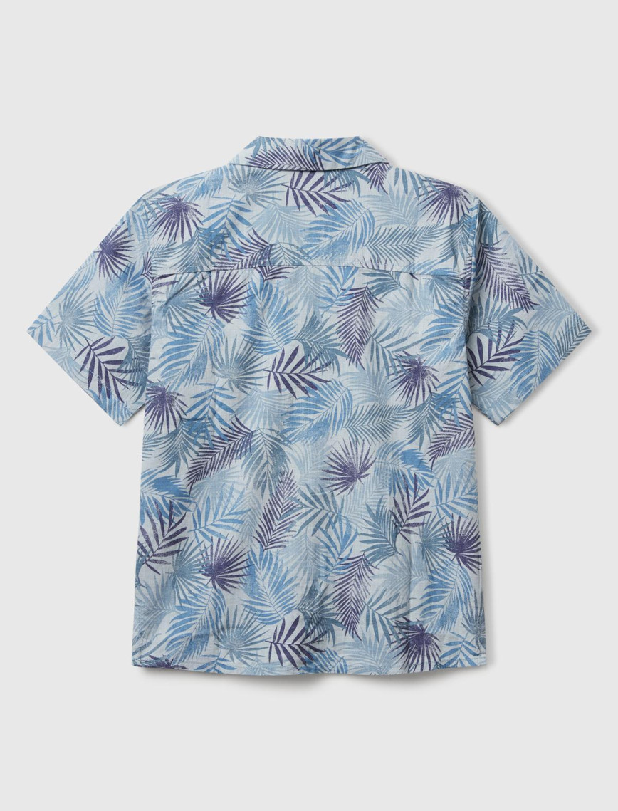 Erkek Çocuk Havacı Mavi Keten Karışımlı Tamamı Desenli Tek Cep Detaylı Kısa Kollu Gömlek Erkek Çocuk Havacı Mavi Keten Karışımlı Tamamı Desenli Tek Cep Detaylı Kısa Kollu Gömlek