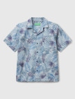 Erkek Çocuk Havacı Mavi Keten Karışımlı Tamamı Desenli Tek Cep Detaylı Kısa Kollu Gömlek Erkek Çocuk Havacı Mavi Keten Karışımlı Tamamı Desenli Tek Cep Detaylı Kısa Kollu Gömlek