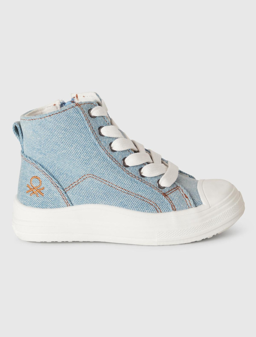 Erkek Çocuk Denim Logo Detaylı Sneaker Erkek Çocuk Denim Logo Detaylı Sneaker