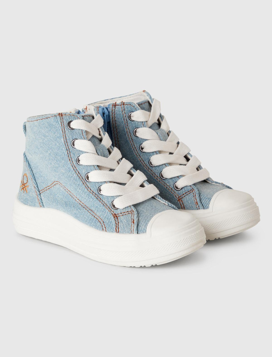 Erkek Çocuk Denim Logo Detaylı Sneaker Erkek Çocuk Denim Logo Detaylı Sneaker