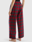 Kadın Kırmızı Mix Ekose Desenli Geniş Paça Pantolon Kadın Kırmızı Mix Ekose Desenli Geniş Paça Pantolon