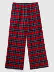 Kadın Kırmızı Mix Ekose Desenli Geniş Paça Pantolon Kadın Kırmızı Mix Ekose Desenli Geniş Paça Pantolon