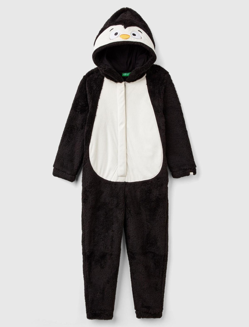Erkek Çocuk Siyah Kol Ucu Logo Etiketli Kapüşonu Hayvan Detaylı Tulum Erkek Çocuk Siyah Kol Ucu Logo Etiketli Kapüşonu Hayvan Detaylı Tulum