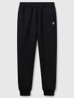 Kadın Siyah Pamuk Karışımlı Logo Baskılı Beli Lastikli Jogger Eşofman Altı