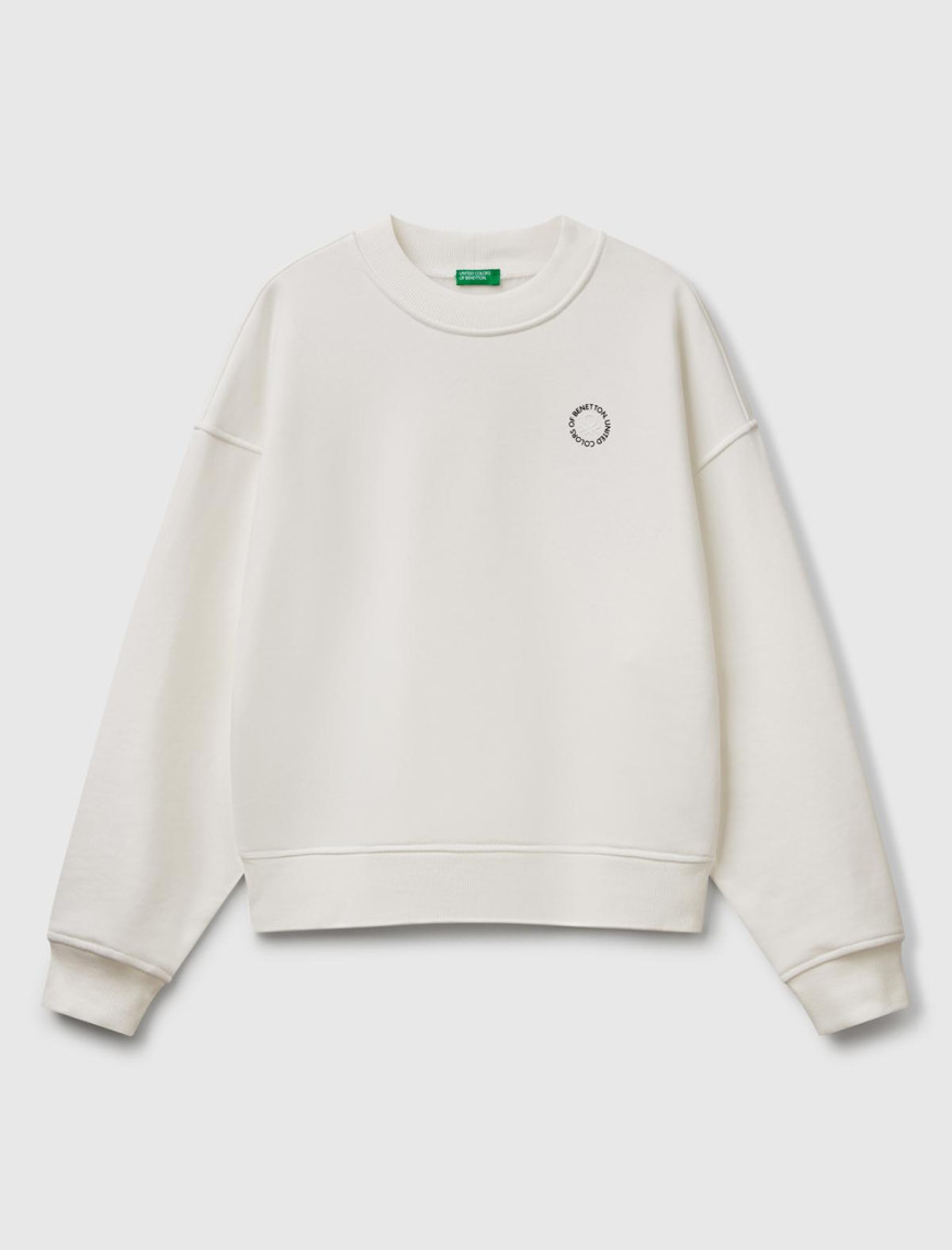 Kadın Pembe Pamuk Karışımlı Logo Baskılı Bisiklet Yaka Sweatshirt Kadın Pembe Pamuk Karışımlı Logo Baskılı Bisiklet Yaka Sweatshirt